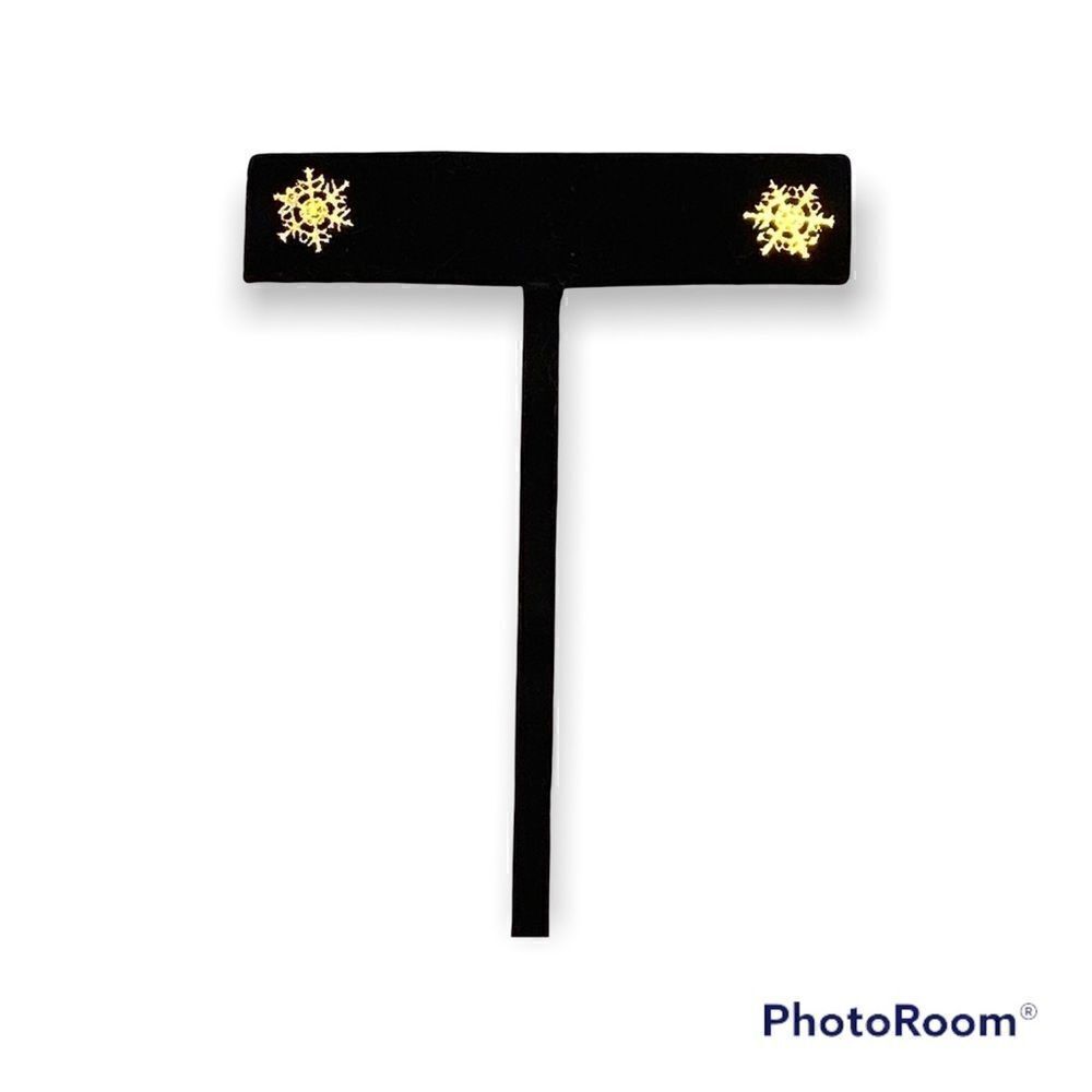 10k gold snowflake post earrings hypoallergenic perfect for teen